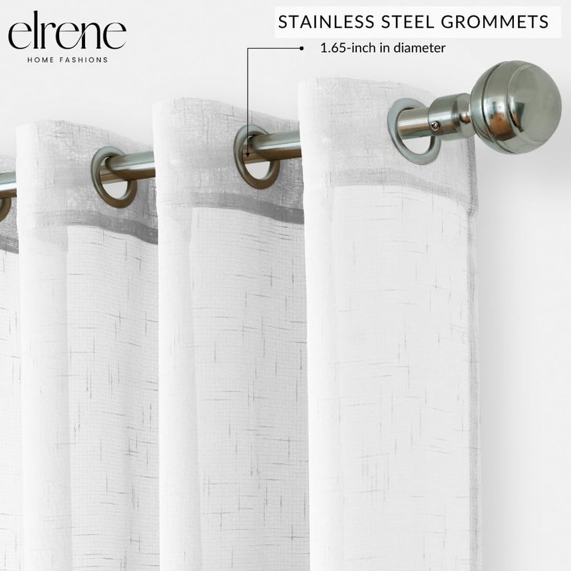 Elrene Home Fashions Carmen Sheer Extra-Wide Weatherproof Indoor/Outdoor Grommet Top Curtain Panel with Coordinating Tieback for Porch, Pergola, Patio, Deck, 114â€W x 95â€L, White - Image 4